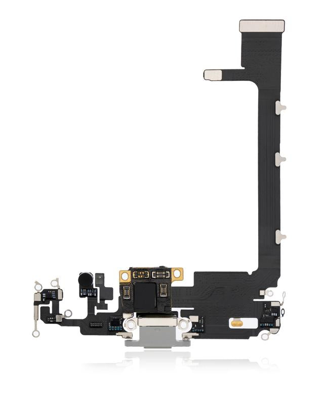 Puerto de carga con placa para iPhone 11 Pro Max (Premium) (Plata)