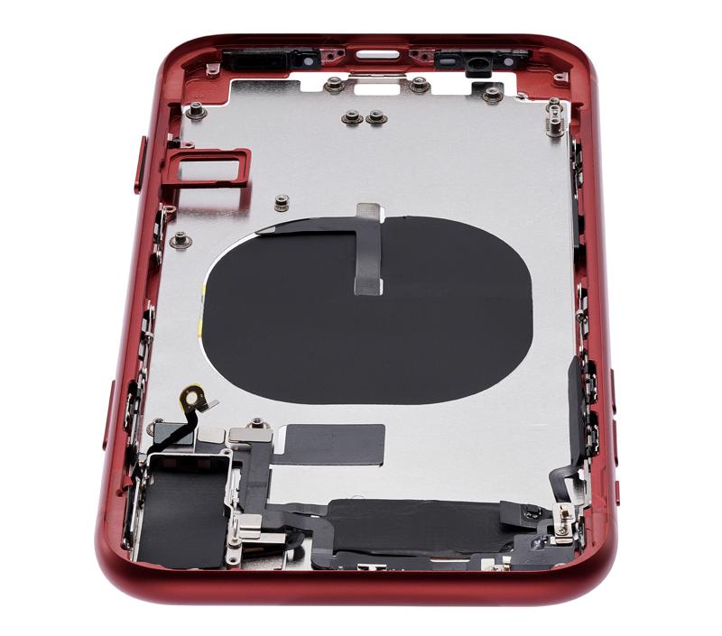 Carcasa trasera con componentes pequenos pre-instalados para iPhone 11 (Rojo)