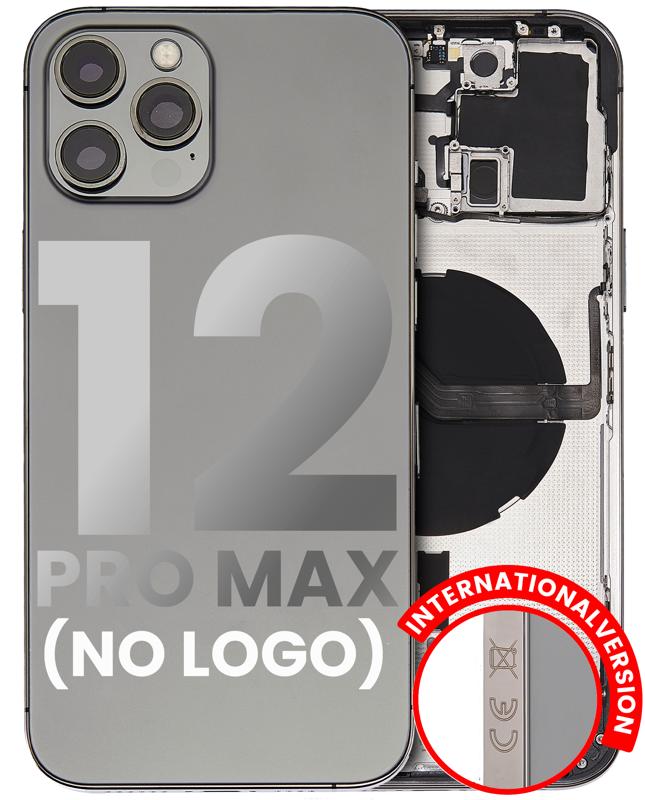 Tapa trasera para iPhone 12 Pro Max con componentes pequeños pre-instalados (Sin logo) (Versión internacional) (Grafito)