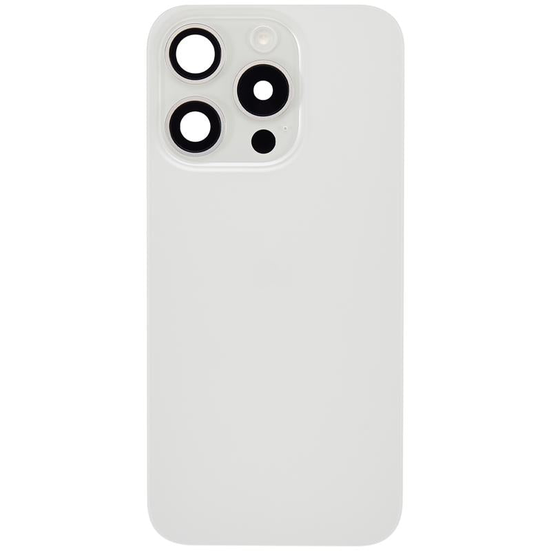 Tapa trasera con placa, NFC, iman MagSafe y flex de linterna para iPhone 15 Pro (Blanco Titanio)