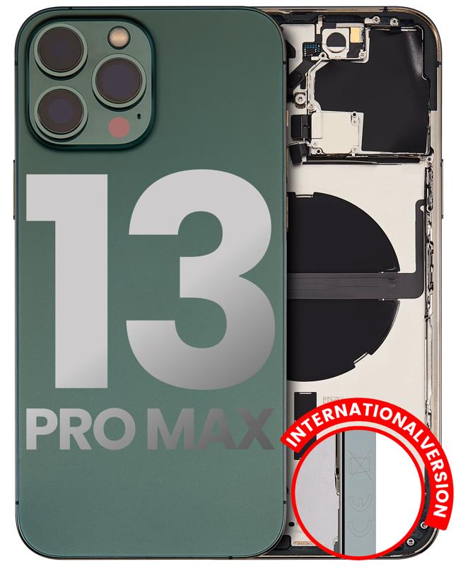 Tapa trasera para iPhone 13 Pro Max con componentes pequeños pre-instalados (Versión Internacional, Verde Alpino)