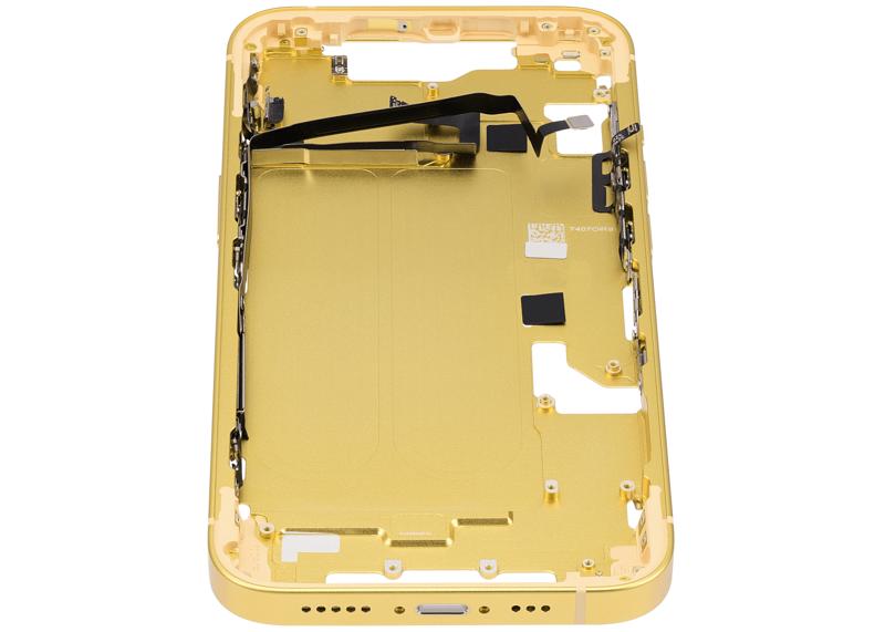 Carcasa media con botones de encendido y volumen para iPhone 14 (Version EE.UU.) (Amarillo)