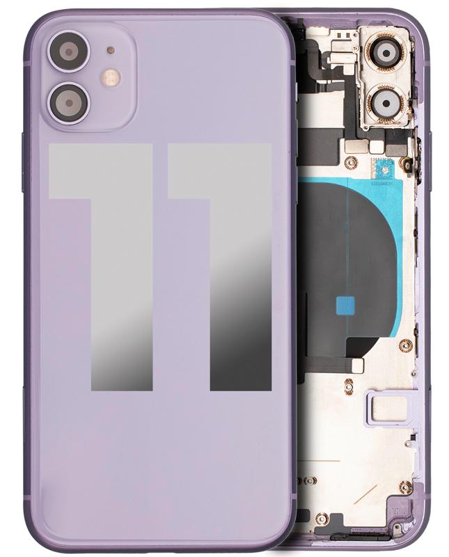 Tapa trasera con componentes pequeños pre-instalados para iPhone 11 (Morado)