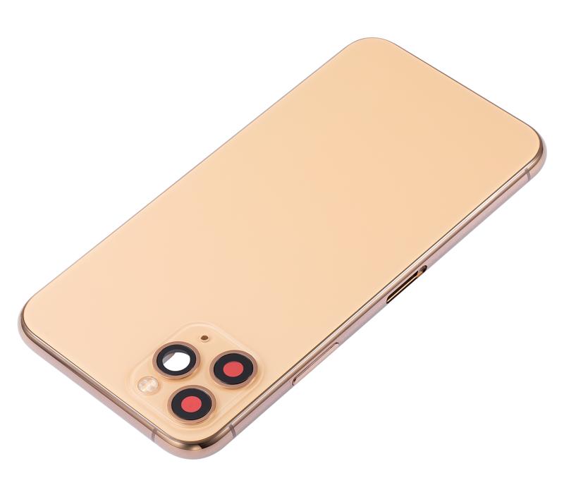 Tapa trasera para iPhone 11 Pro con componentes pequenos pre-instalados (Sin logo) (Dorado)