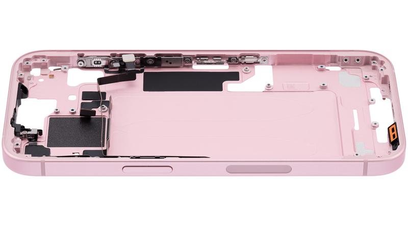 Carcasa media con botones de encendido y volumen para iPhone 15 (Version EEUU) (Rosa) Usada original Calidad A