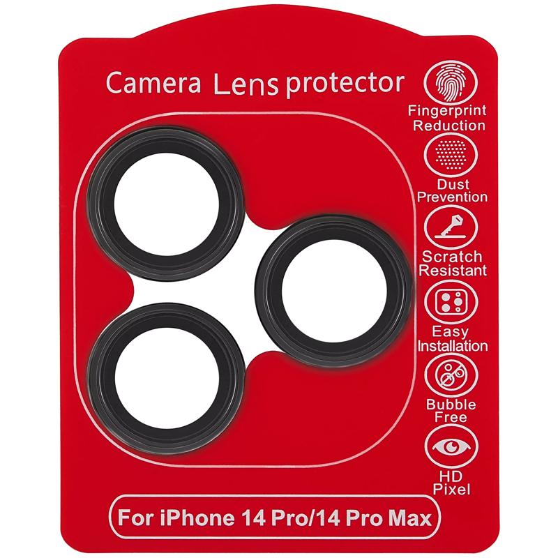 Protector de lente de camara Casper para iPhone 14 Pro / 14 Pro Max (Negro) (Transparente)