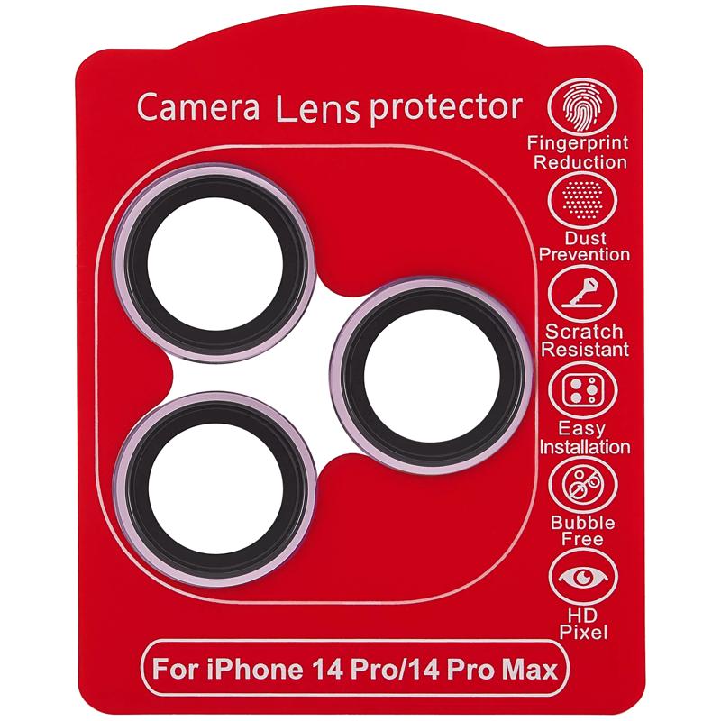 Protector de lente de camara Casper para iPhone 14 Pro / 14 Pro Max (Morado) (Transparente)