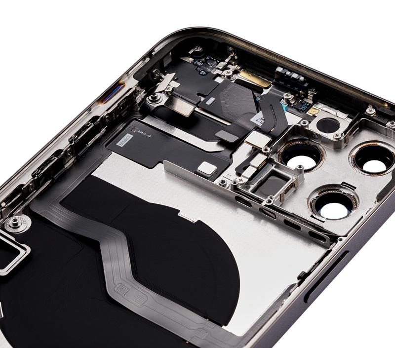 Tapa trasera para iPhone 12 Pro Max con componentes pequenos pre-instalados (Version EE.UU.) (Grafito)