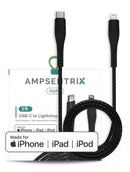 Cable MFI Lightning a USB tipo C de 3 pies (AmpSentrix) (Alpha) (Negro)