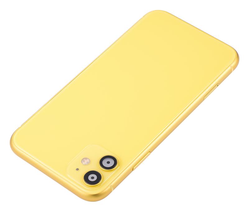 Tapa trasera con pequeños componentes pre-instalados para iPhone 11 (Amarillo)