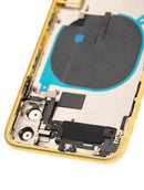 Tapa trasera con componentes pequenos pre-instalados para iPhone 11 (Usada, original, grado C) (Amarillo)