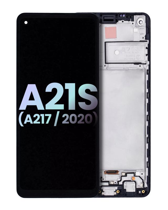 Pantalla LCD con marco para Samsung Galaxy A21s (A217 / 2020) original (Negro)