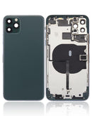 Tapa trasera con componentes pequenos pre-instalados para iPhone 11 Pro Max (Sin logo) (Verde medianoche)