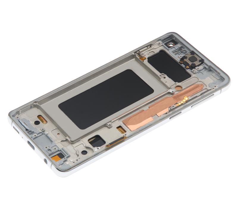 Pantalla LCD con marco para Samsung Galaxy S10 (Sin sensor de huellas) (Blanco Prisma)