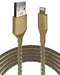 Cable USB Tipo A a Lightning de 3 ft AmpSentrix Infinity Dorado