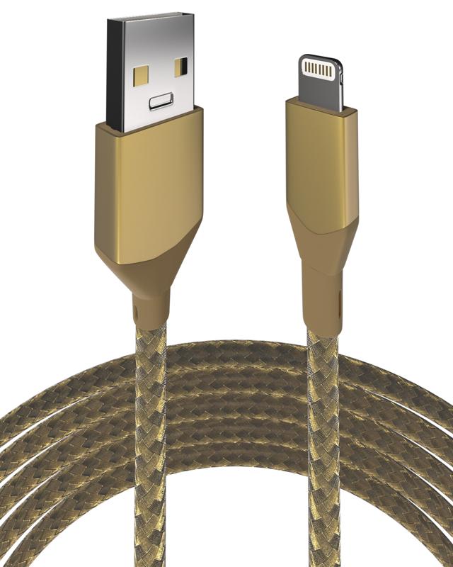 Cable USB Tipo A a Lightning de 3 ft AmpSentrix Infinity Dorado