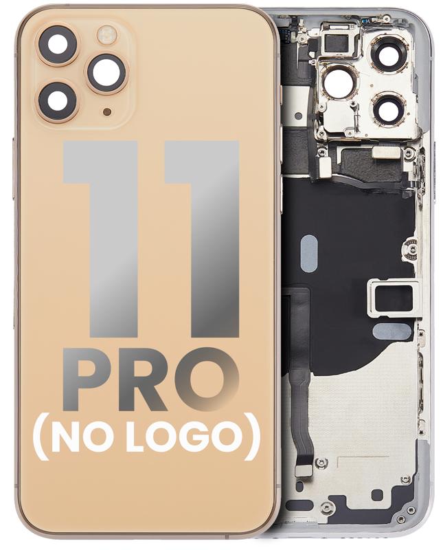 Tapa trasera para iPhone 11 Pro con componentes pequenos pre-instalados (Sin logo) (Dorado)