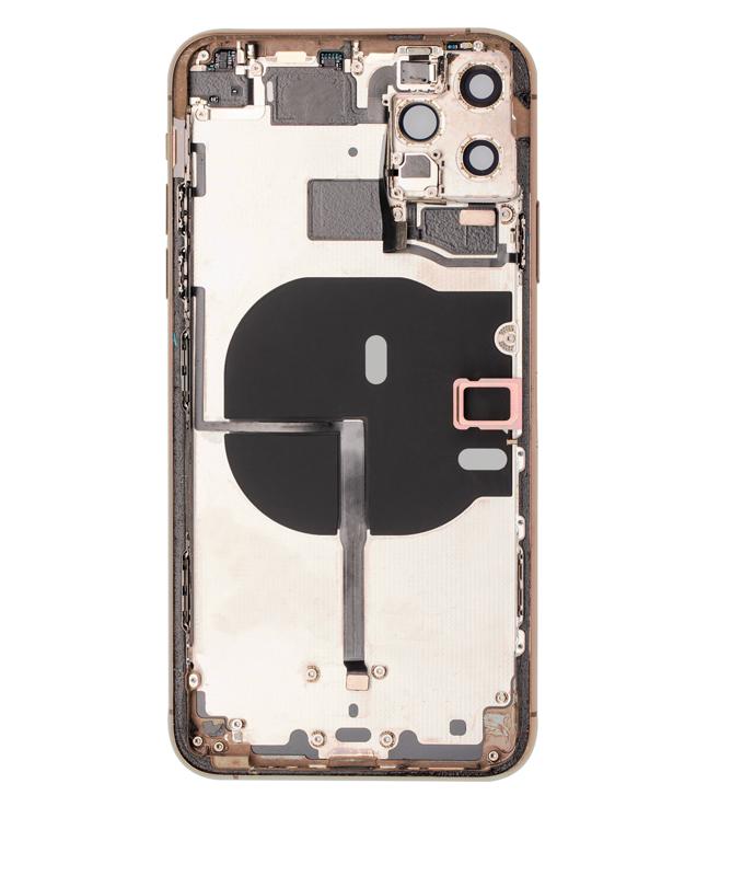 Tapa trasera para iPhone 11 Pro Max con componentes pequeños preinstalados (Usada original Calidad B) (Oro)