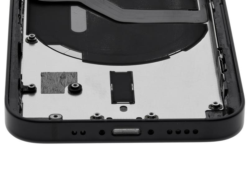 Tapa trasera para iPhone 12 Mini con componentes pequenos pre-instalados (Negro)