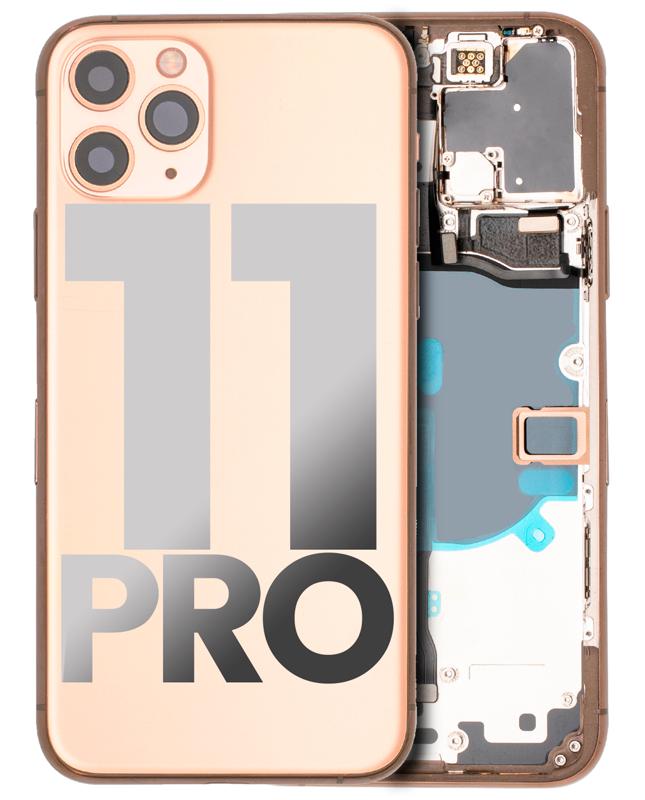 Tapa trasera para iPhone 11 Pro con componentes pequeños pre-instalados (Usada, Calidad C) (Oro Mate)