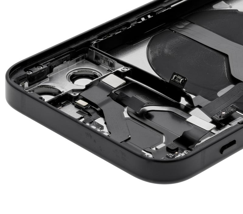 Tapa trasera para iPhone 12 Mini con componentes pequenos pre-instalados (Negro)