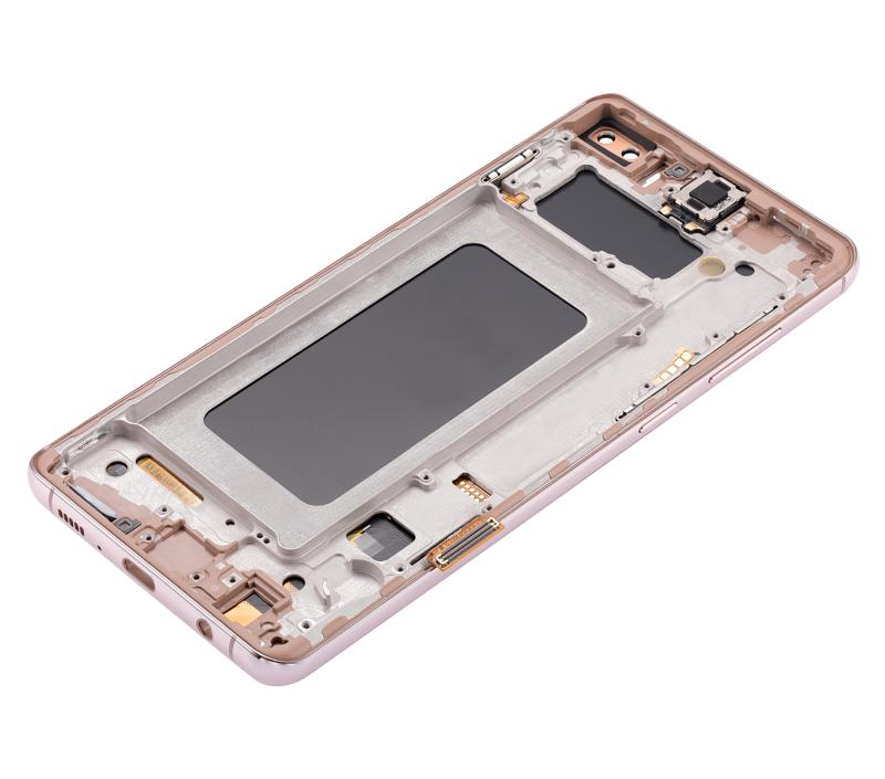 Pantalla LCD con marco para Samsung Galaxy S10 Plus (Sin sensor de huella digital) (Rosa Flamingo)