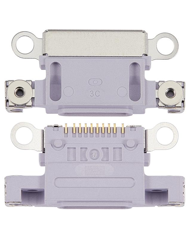 Puerto de carga para iPhone 14 / 14 Plus (Morado) (Paquete de 10)