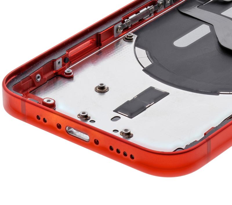 Tapa trasera para iPhone 12 Mini con componentes pequenos pre-instalados (Version US) (Usada OEM Grado C) (Rojo)