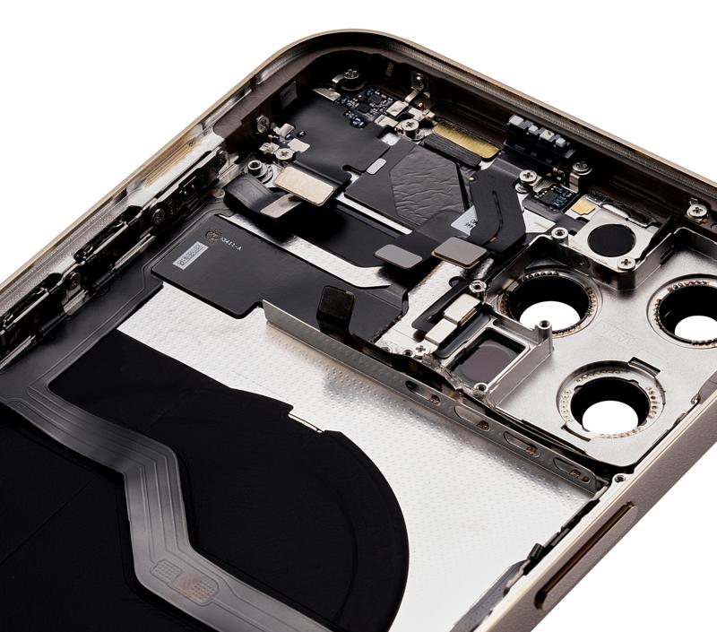 Tapa trasera con componentes pequenos pre-instalados para iPhone 12 Pro Max (Version US) Sin Logo Dorado