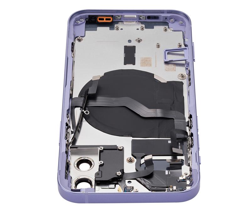 Tapa trasera con componentes pequenos pre-instalados para iPhone 12 (Version US) (Sin logo) (Morado)