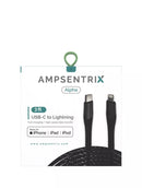 Cable MFI Lightning a USB tipo C de 3 pies (AmpSentrix) (Alpha) (Negro)