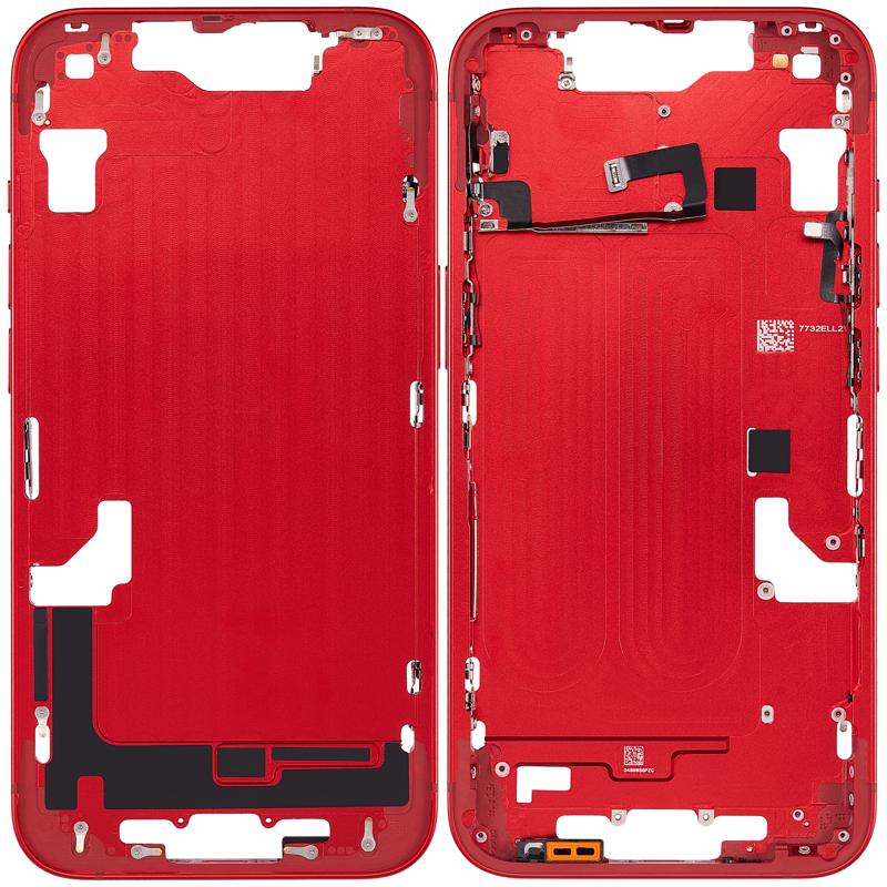 Carcasa intermedia con botones de encendido y volumen para iPhone 14 (Version Internacional) (Rojo)