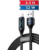 Cable de Carga Rápida y Datos Toocki PD 12W A-L para iPhone con Pantalla (2m) (NEGRO)