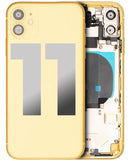 Tapa trasera para iPhone 11 con componentes pequenos pre-instalados (Amarillo)