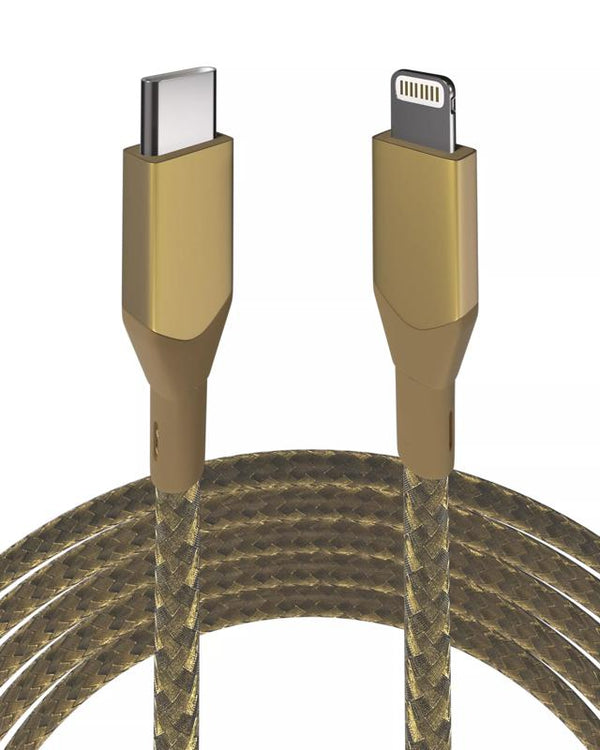 Cable USB Tipo C a Lightning de 3 ft (AmpSentrix) (Infinity) (Dorado)