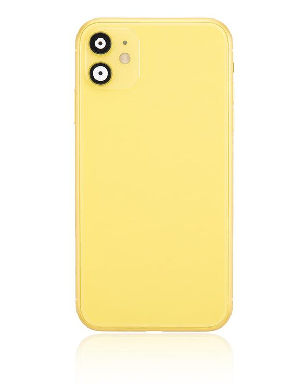 Tapa trasera con pequeños componentes pre-instalados para iPhone 11 (Amarillo)