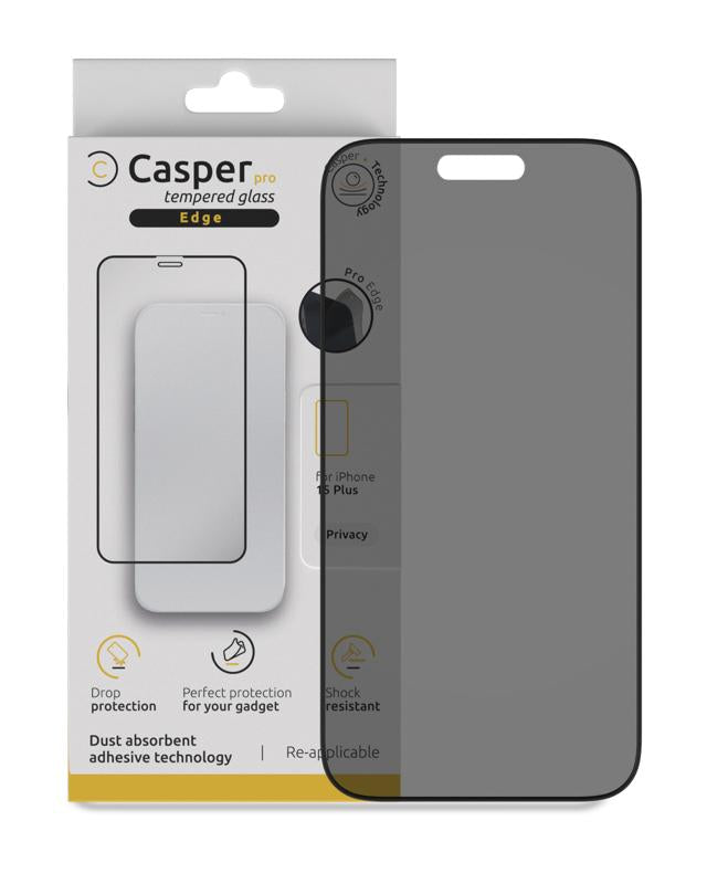 Vidrio templado Casper Pro Edge para iPhone 15 Plus (Paquete al por menor) (Privacidad)