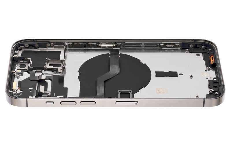 Tapa trasera para iPhone 12 Pro Max con componentes pequeños pre-instalados (Sin logo) (Versión internacional) (Grafito)