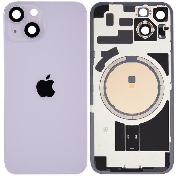 Tapa trasera con placa y magneto MagSafe para iPhone 14 (Original Usada: Grado A) (Morado)