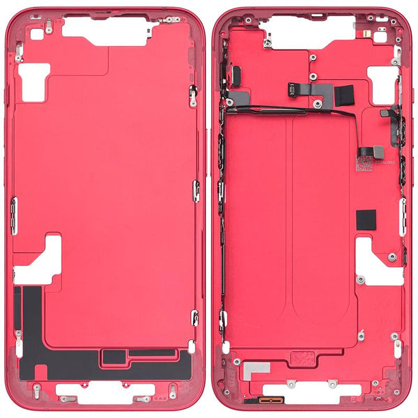 Carcasa intermedia con boton de encendido y volumen para iPhone 14 (Usada, Original, Grado C) (Rojo)