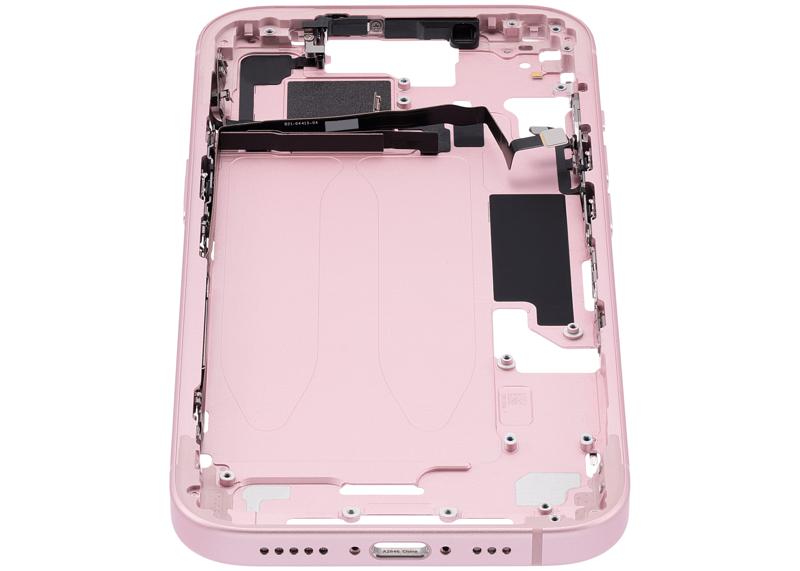 Carcasa media con botones de encendido y volumen para iPhone 15 (Version EEUU) (Rosa) Usada original Calidad A