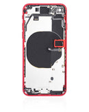 Tapa trasera con componentes pequenos pre-instalados para iPhone SE (2020) (Original usado: Grado A) (Rojo)