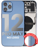 Tapa trasera para iPhone 12 Pro Max con componentes pequenos pre-instalados (Sin logo) (Version internacional) (Azul Pacifico)