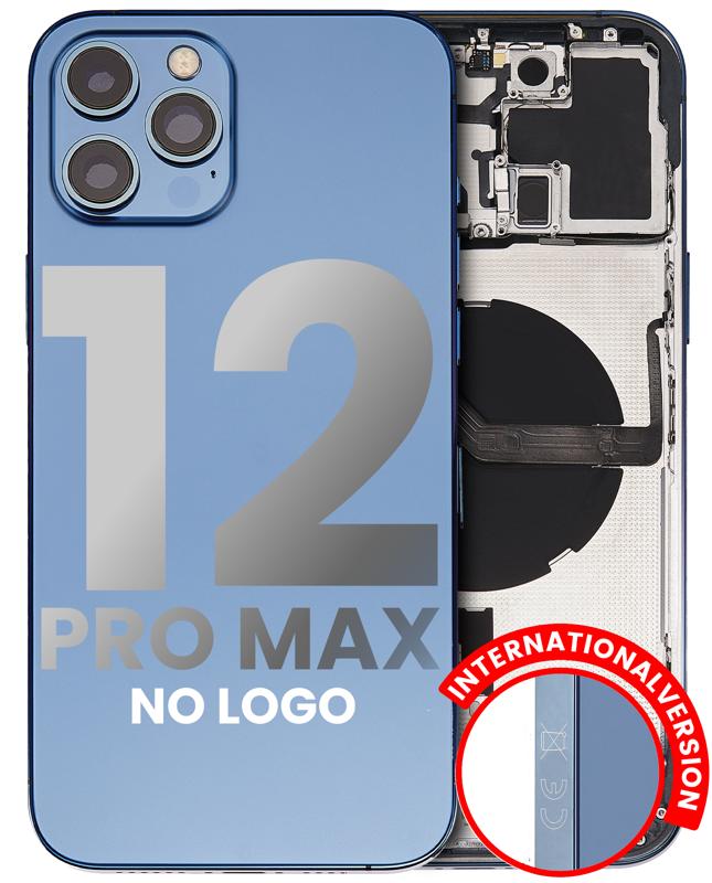 Tapa trasera para iPhone 12 Pro Max con componentes pequenos pre-instalados (Sin logo) (Version internacional) (Azul Pacifico)