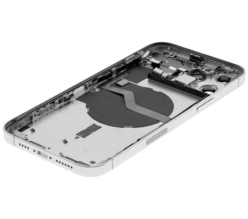 Tapa trasera con componentes pequenos pre-instalados para iPhone 12 Pro Max (Version US) (Plata)