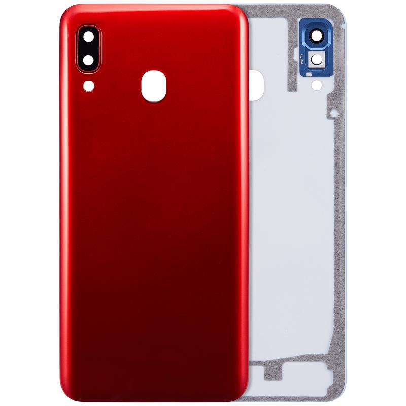 Tapa trasera con lente de camara para Samsung Galaxy A30 (A305 / 2019) color rojo