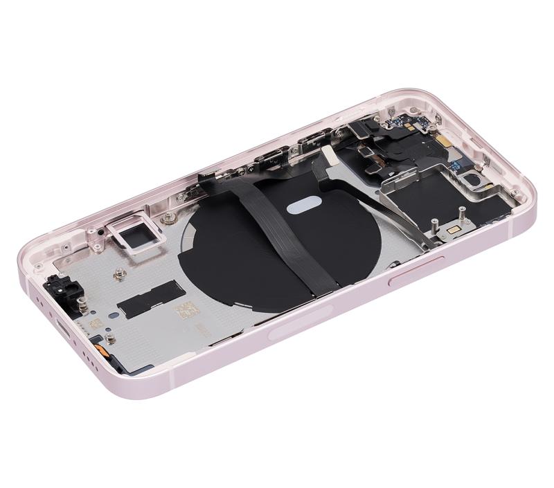 Tapa trasera para iPhone 13 Mini con componentes pequeños pre-instalados (Versión EE.UU.) (Sin logo) Rosa