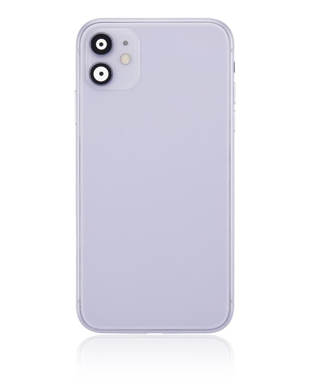 Carcasa trasera con componentes pequenos pre-instalados para iPhone 11 (Sin logo) (Morado)