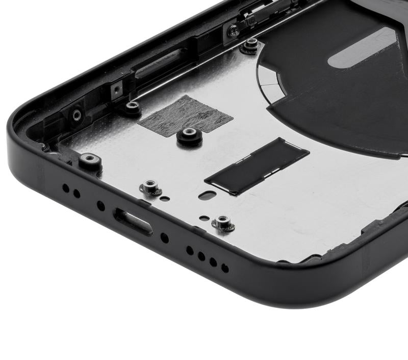 Tapa trasera con componentes pequenos pre-instalados para iPhone 12 Mini (Version de EE. UU.) (Negro)