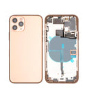 Tapa trasera para iPhone 11 Pro con componentes pequeños pre-instalados (Usada, Calidad C) (Oro Mate)